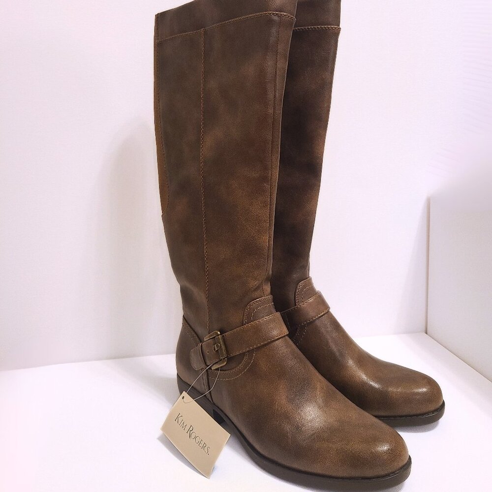 Kim Rogers Brown Knee-High Riding Boots 8.5M – Memory Foam Insole, Buckle Detail - Picture 3 of 11